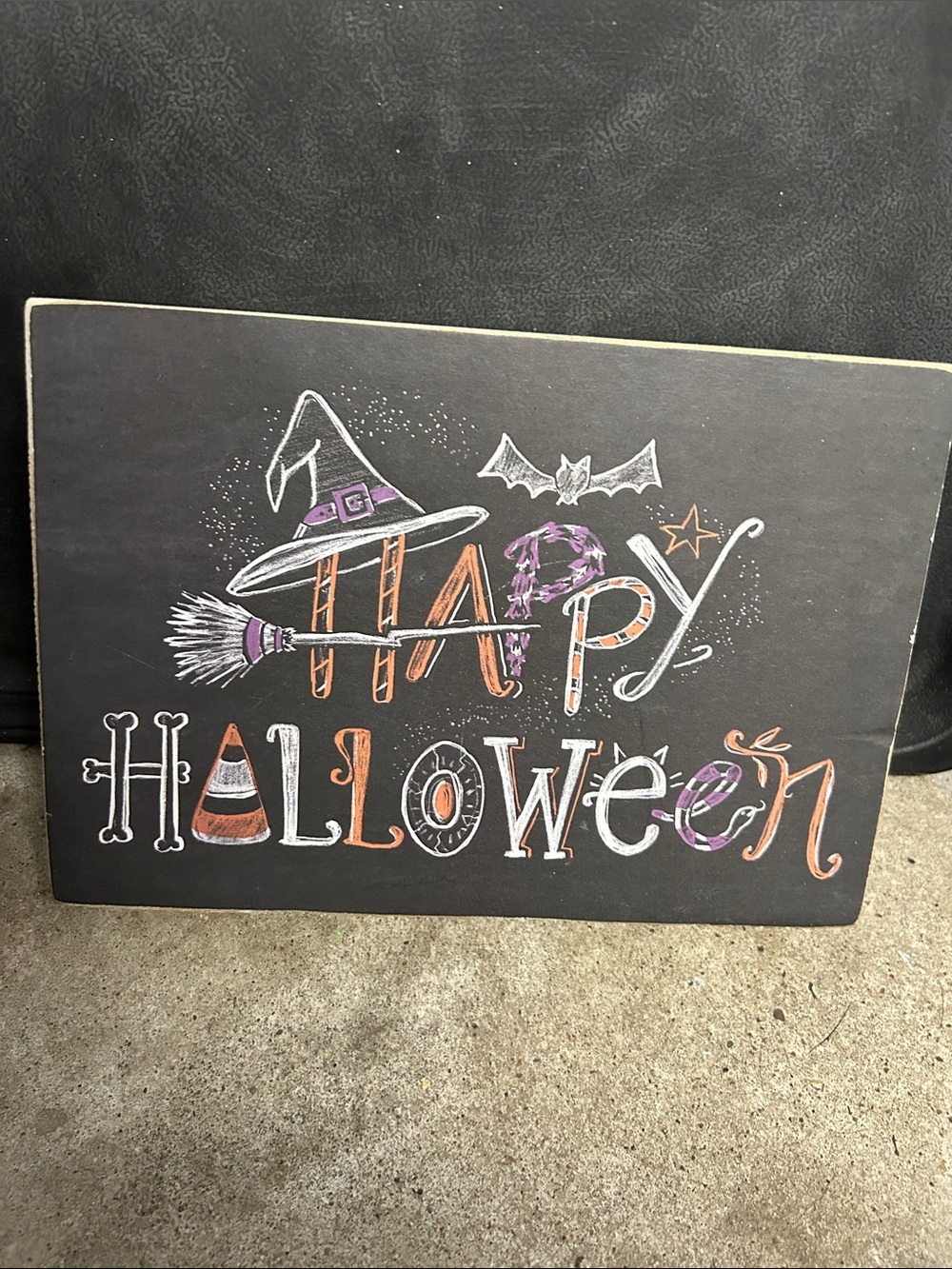 Happy Halloween Chalkboard Sign - Black, Orange, Purple